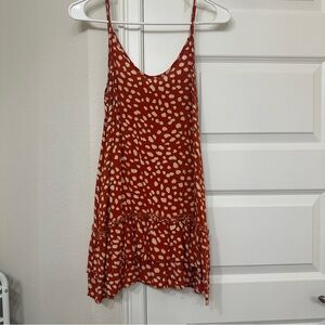 Orange red and beige Spotted Dress